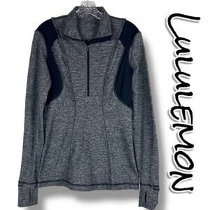 Lululemon Run Your Heart Out Pullover Heathered Black Jacket Womens Size 8